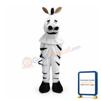 Standing Zebra With Closed Eyes Mascot Costume