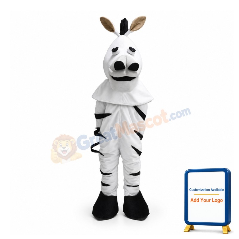 Standing Zebra With Closed Eyes Mascot Costume