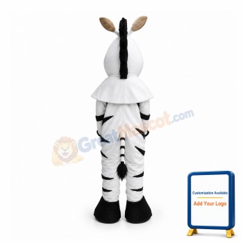 Standing Zebra With Closed Eyes Mascot Costume