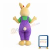 Little Dog With Purple Overalls Mascot Costume