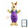 Little Dog With Purple Overalls Mascot Costume