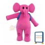 Pink Elephant Carrying Blue School Bag Mascot Costume