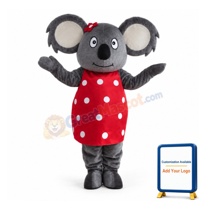 Koala In Red Polka Dot Dress Mascot Costume