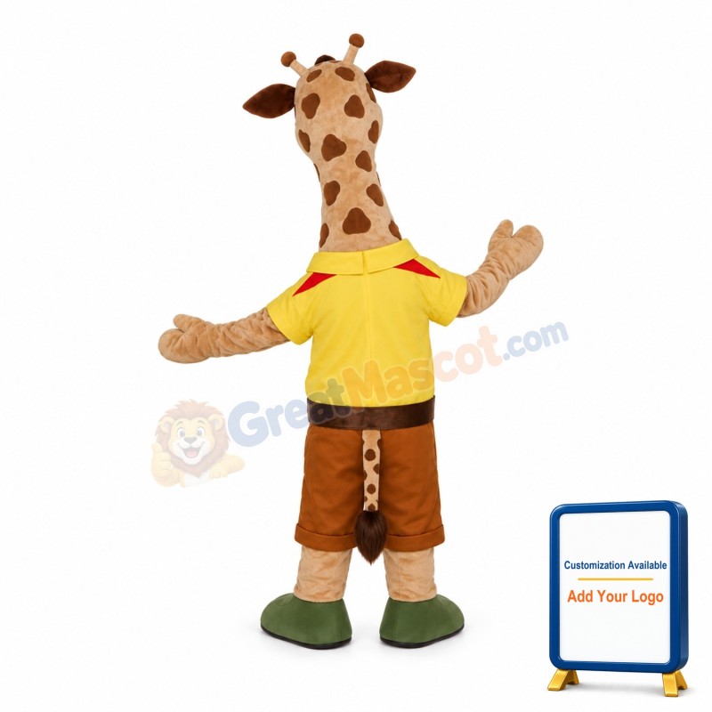 Student Giraffe With Red Sacrf Mascot Costume