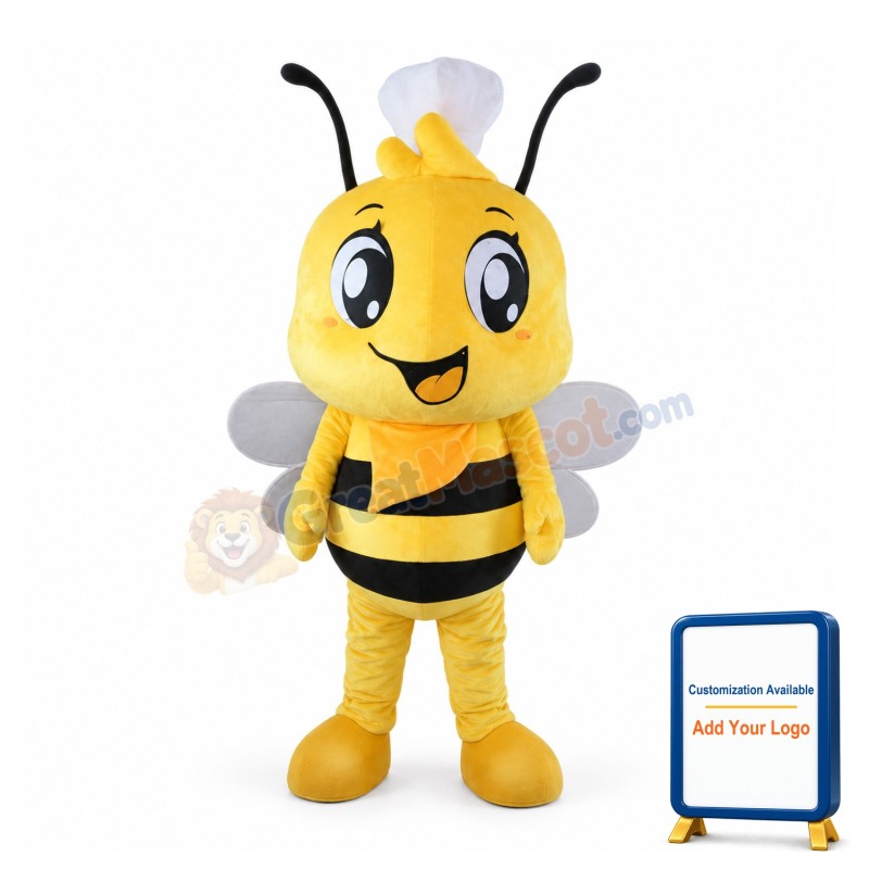 Long Round Body Chef Bee Mascot Costume