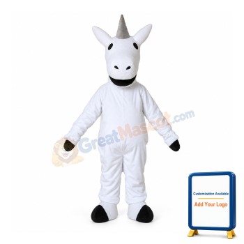All White Horse With Horn Mascot Costume