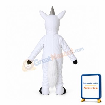 All White Horse With Horn Mascot Costume