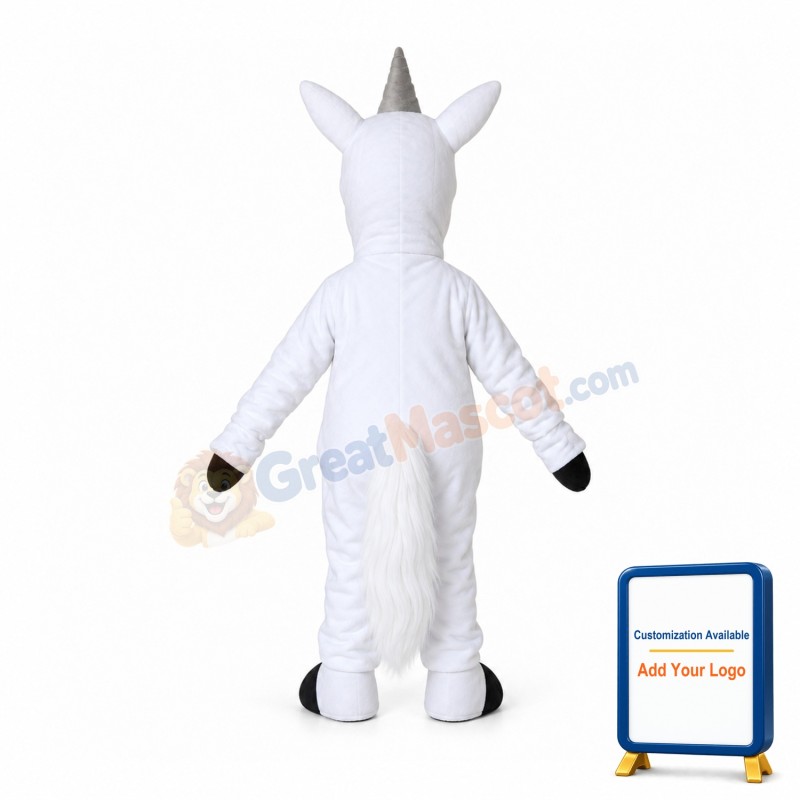 All White Horse With Horn Mascot Costume