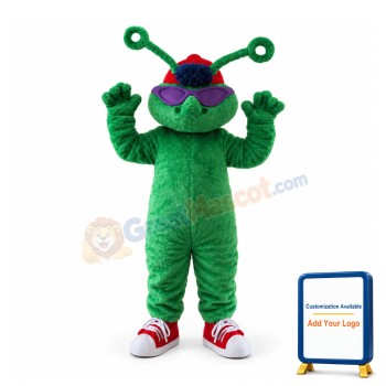 Green Plush Doll With Purple Glasses Mascot Costume