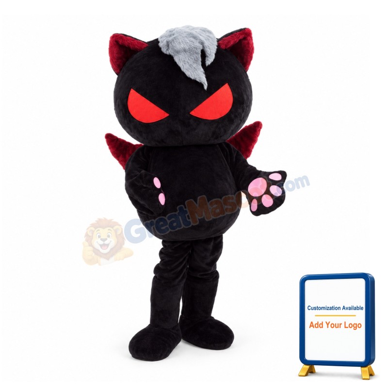 Red Eyes Black Doll With Wings Mascot Costume