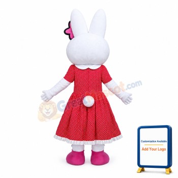 Beautiful Rabbit Wearing Pink Flower Mascot Costume