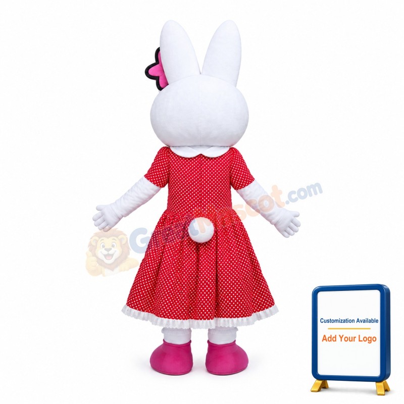 Beautiful Rabbit Wearing Pink Flower Mascot Costume