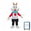 White Rabbit With Light Blue Bib Mascot Costume