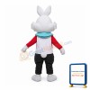 White Rabbit With Light Blue Bib Mascot Costume