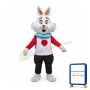 White Rabbit With Light Blue Bib Mascot Costume