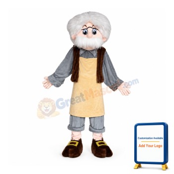 Graftsman Grandpa With Yellow Apron Mascot Costume