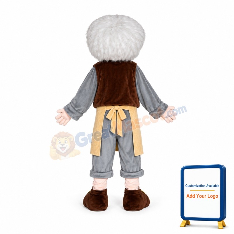 Graftsman Grandpa With Yellow Apron Mascot Costume