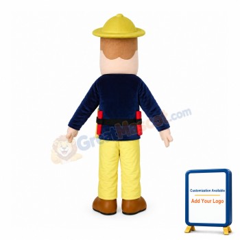 Engineer Wearing Yellow Hard Hat Mascot Costume
