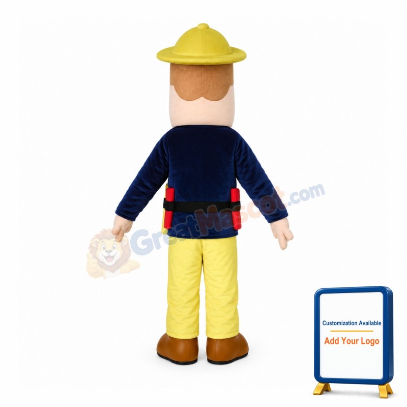 Engineer Wearing Yellow Hard Hat Mascot Costume