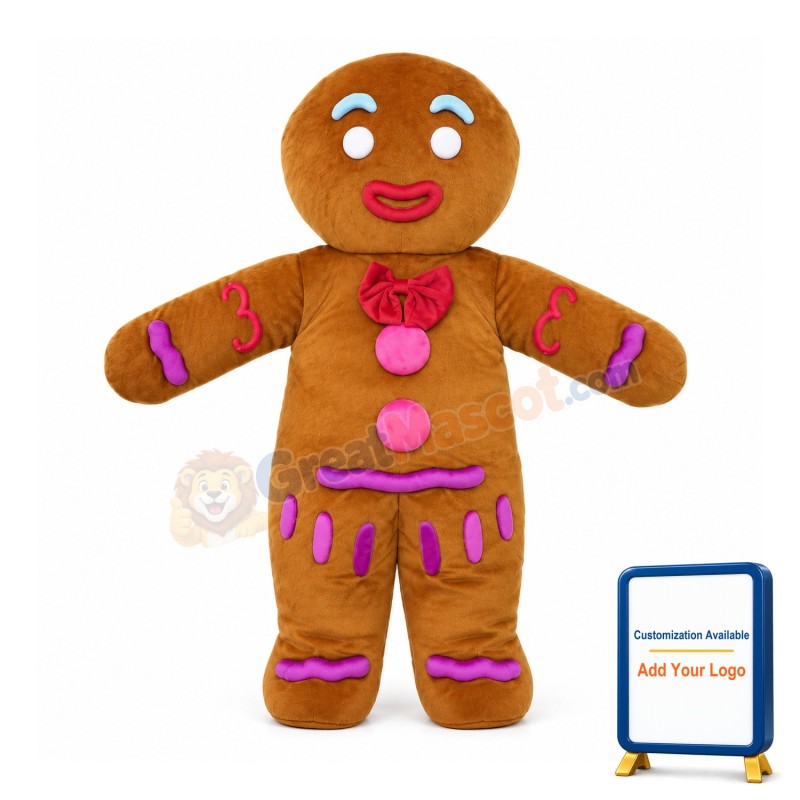 Gingerbread Man Mascot Costume For Christmas Event