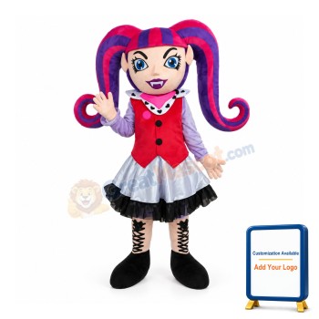 Woman Clown With Long Claw Braid Mascot Costume