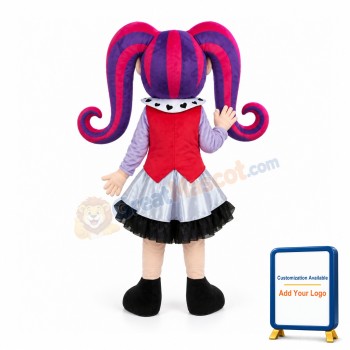 Woman Clown With Long Claw Braid Mascot Costume