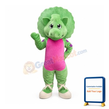 Greeting Cartoon Green Dinosaur Mascot Costume