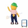 Long Eyelashes Yellow Bird With Green Sun Hat Mascot Costume