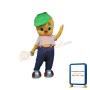 Long Eyelashes Yellow Bird With Green Sun Hat Mascot Costume