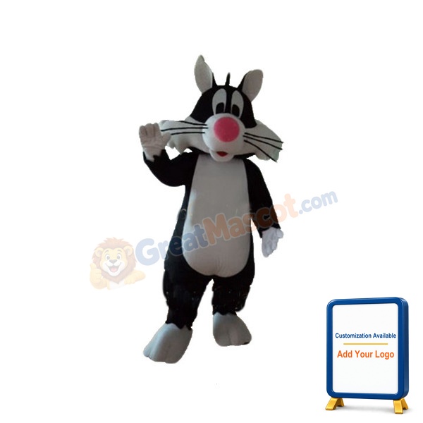 Pink Nose Long Beard Cat Mascot Costume