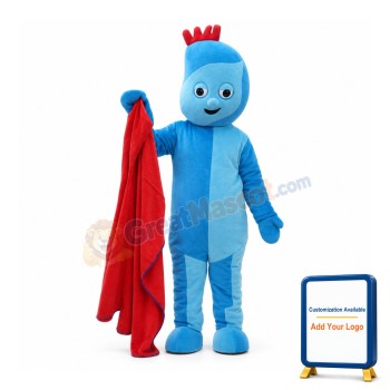 Strange Shaped Head Light Blue Doll Mascot Costume