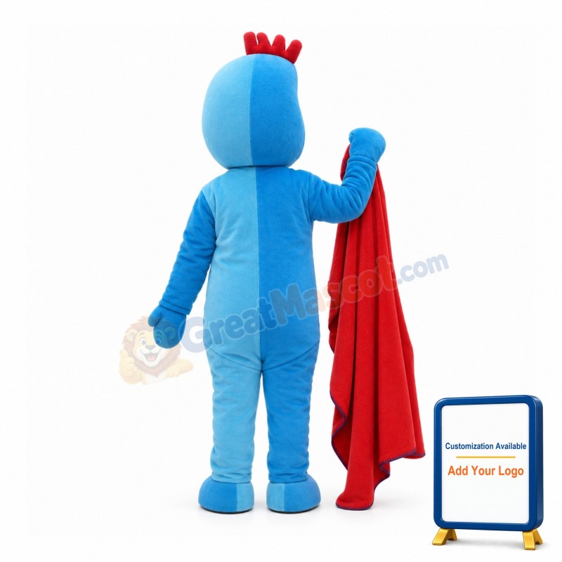 Strange Shaped Head Light Blue Doll Mascot Costume