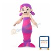 Adorable Girl With Purple Mermaid Tail Mascot Costume