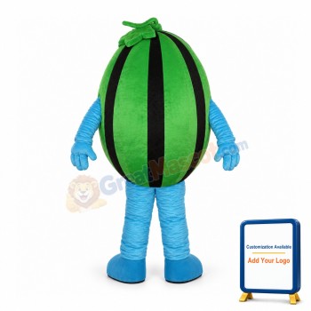 Ripe Watermelon With Green Leaf Mascot Costume