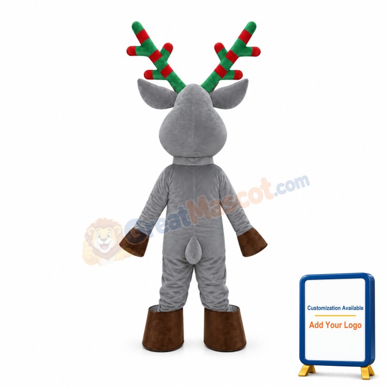 Grey Christmas Elk Mascot Costume