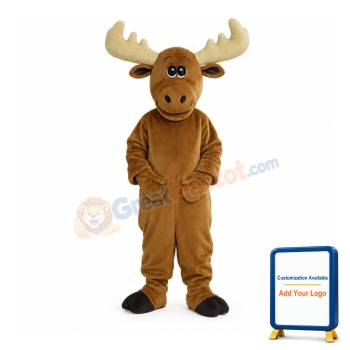 Beige Antlers Moose Mascot Costume