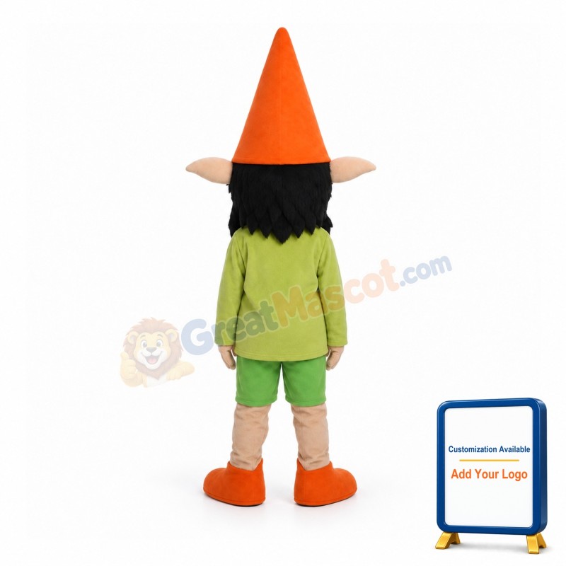Elf Wearing Triangle Hat Mascot Costume