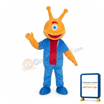 Orange One-eyed Alien Mascot Costume