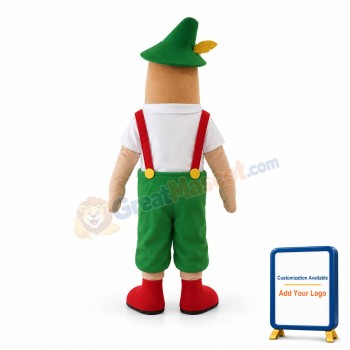 Brown Doll With Green Overalls Mascot Costume