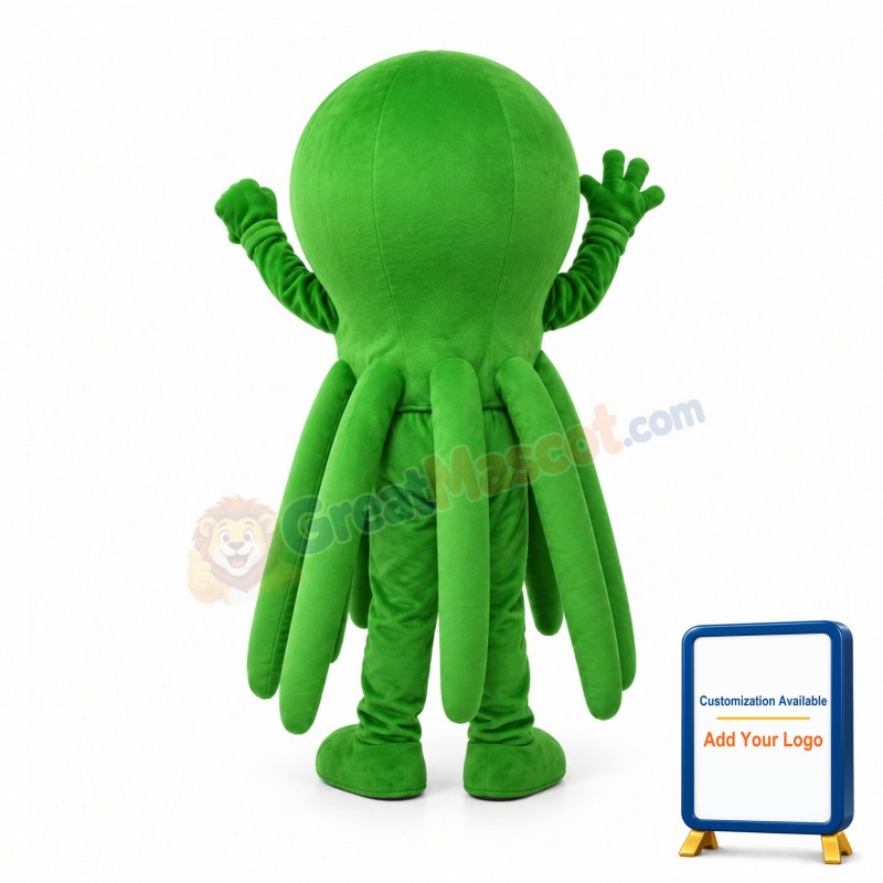 Small Eyes Green Octopus Mascot Costume