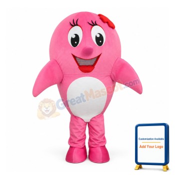 Big Shiny Eyes Pink Dolphin Mascot Costume