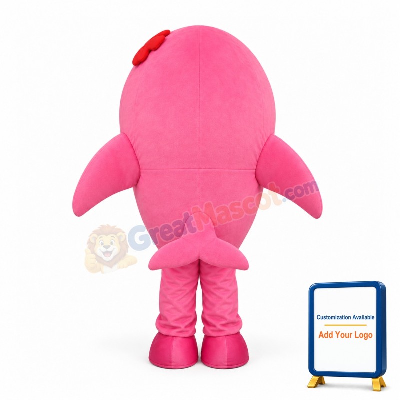 Big Shiny Eyes Pink Dolphin Mascot Costume