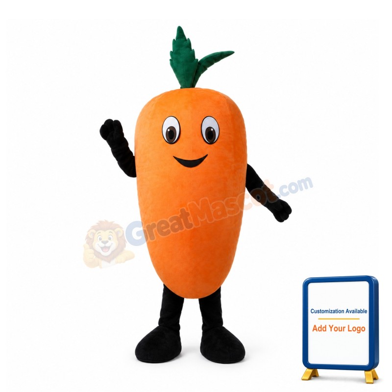 Cartoon Carrot With Leaves Mascot Costume