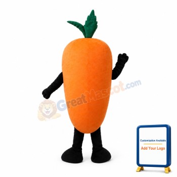 Cartoon Carrot With Leaves Mascot Costume