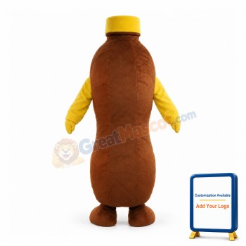 Brown Long Beverage Bottle Mascot Costume