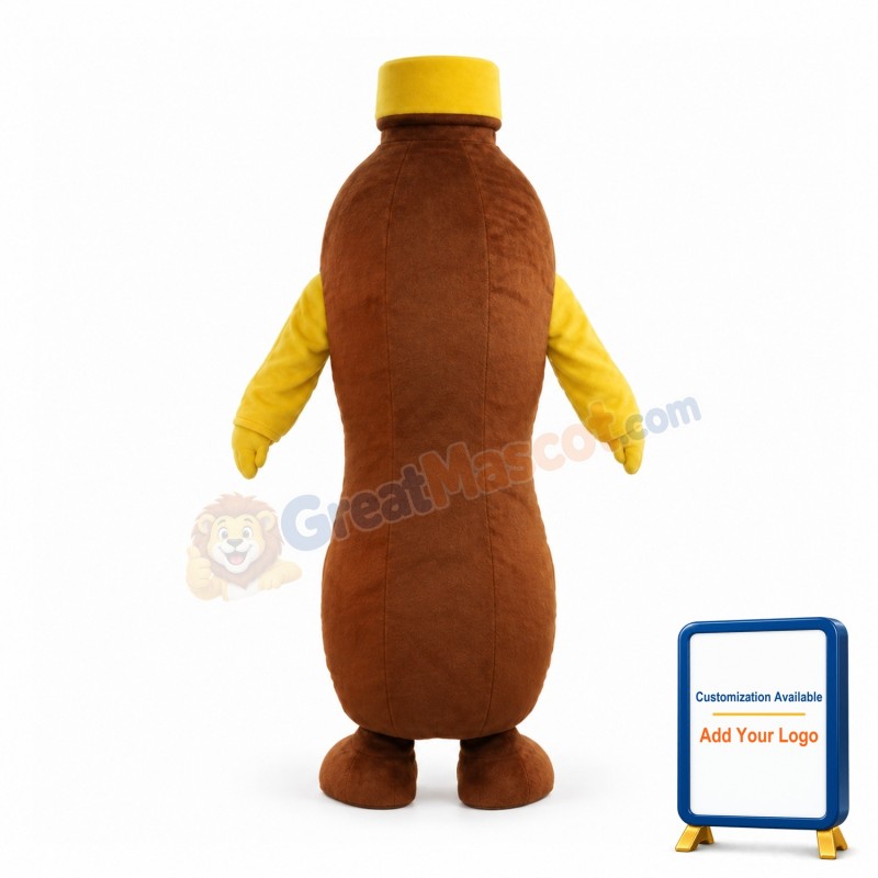 Brown Long Beverage Bottle Mascot Costume