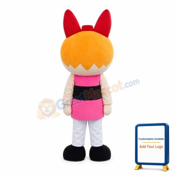 Pink Eyes Powerpuff Girl Mascot Costume