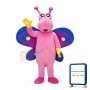 Pink Butterfly With Blue Wings Mascot Costume