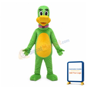 Shaved Head Green & Yellow Duck Mascot Costume