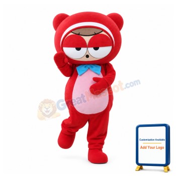 Pink Belly Cute Red Bear Mascot Costume